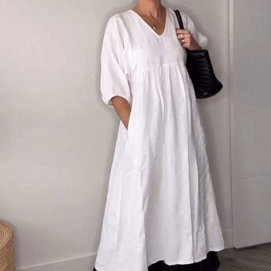 49 % Rabatt!🦢Damen V-Ausschnitt Freizeitkleid