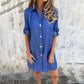 💙🖤Lässiges Denim-Reverskleid für Damen