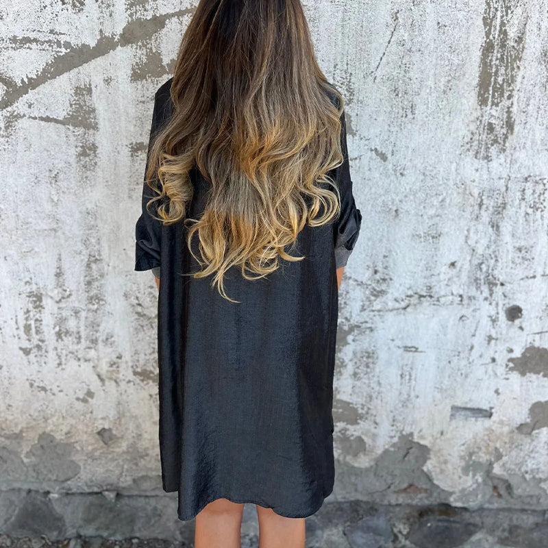 💙🖤Lässiges Denim-Reverskleid für Damen