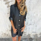 💙🖤Lässiges Denim-Reverskleid für Damen