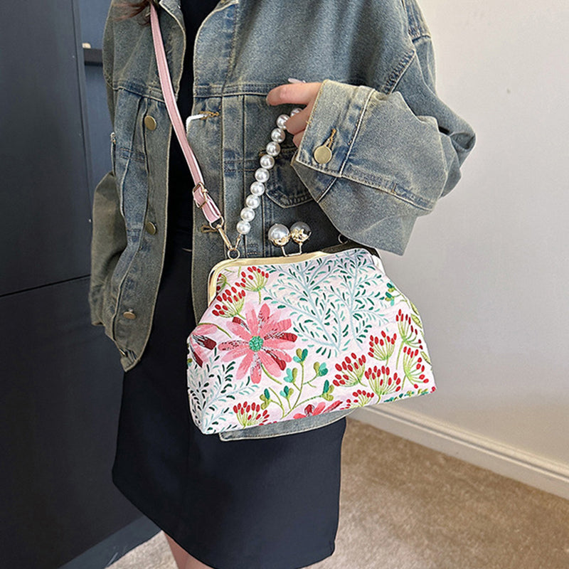 💕2025 Neuerscheinung💕Damenhandtasche im Vintage-Stil mit Blumenstickerei