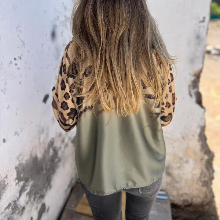 Button-Down-Hemd mit Leopardenmuster für Damen