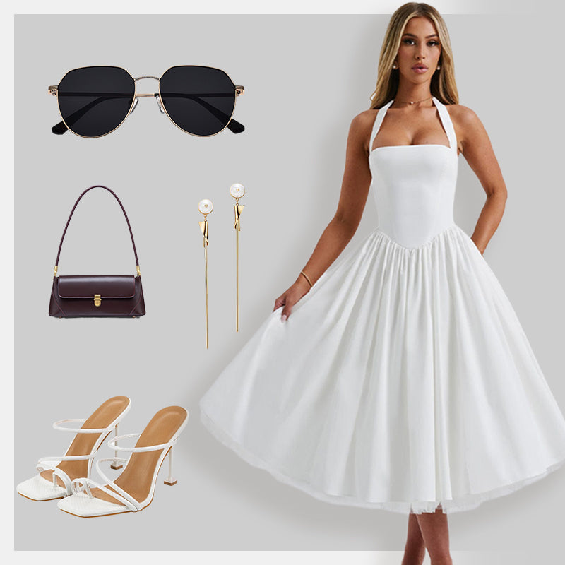 Damen Neckholder Partykleid