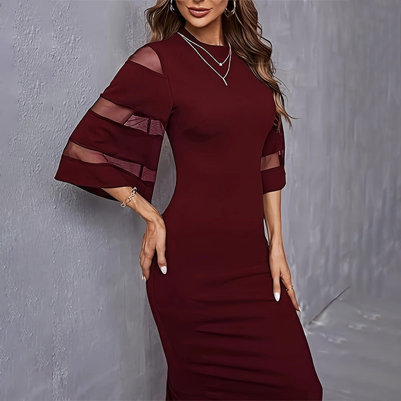 🔥2025 NEUER VERKAUF🔥Elegantes Midikleid mit transparenten Ärmeln