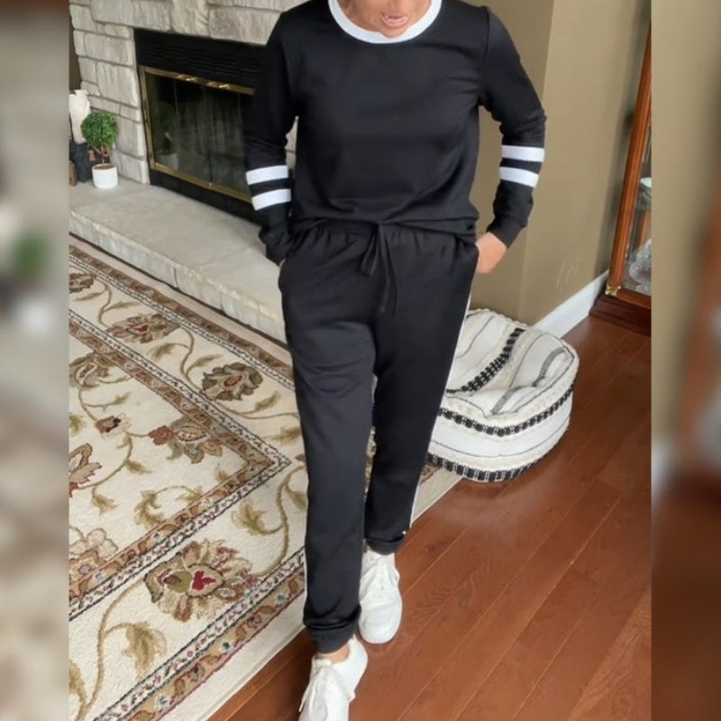 🔥Farbblock-Sweatshirt mit Rundhalsausschnitt für Frauen (2 Teile)