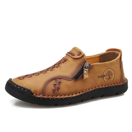 Herren Casual Kunstleder Slip-On Reißverschluss Schuhe
