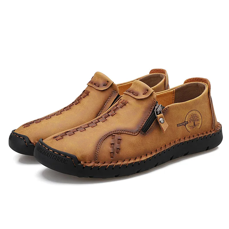 Herren Casual Kunstleder Slip-On Reißverschluss Schuhe