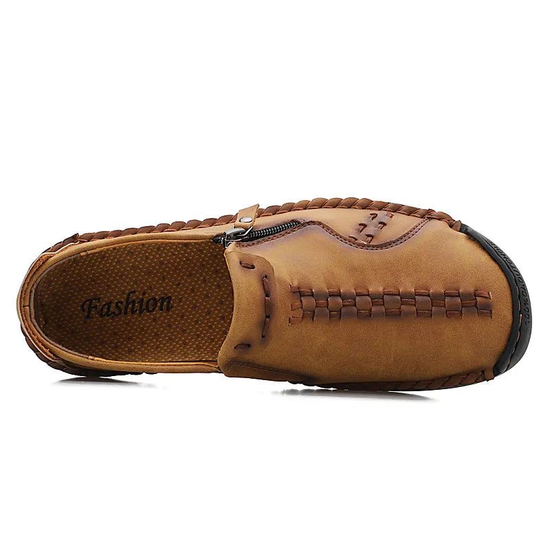 Herren Casual Kunstleder Slip-On Reißverschluss Schuhe