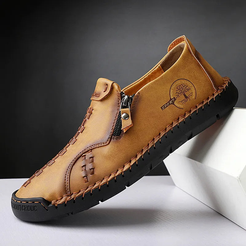 Herren Casual Kunstleder Slip-On Reißverschluss Schuhe