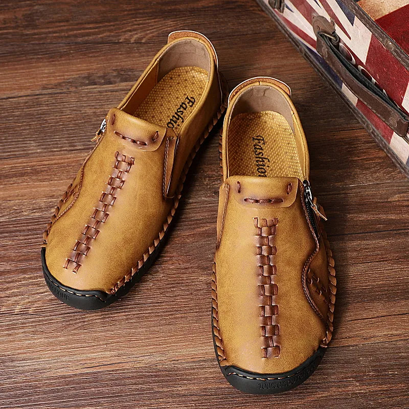 Herren Casual Kunstleder Slip-On Reißverschluss Schuhe