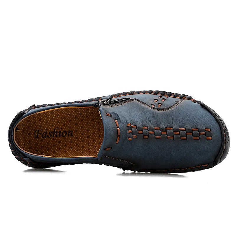 Herren Casual Kunstleder Slip-On Reißverschluss Schuhe