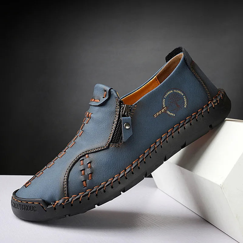 Herren Casual Kunstleder Slip-On Reißverschluss Schuhe