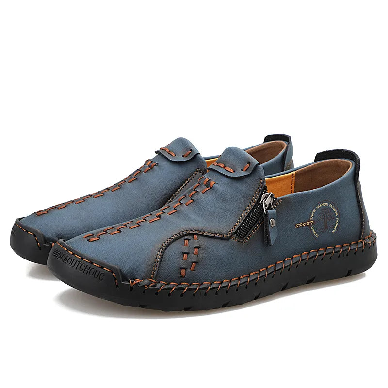 Herren Casual Kunstleder Slip-On Reißverschluss Schuhe
