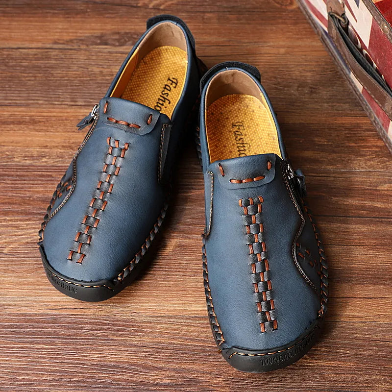 Herren Casual Kunstleder Slip-On Reißverschluss Schuhe