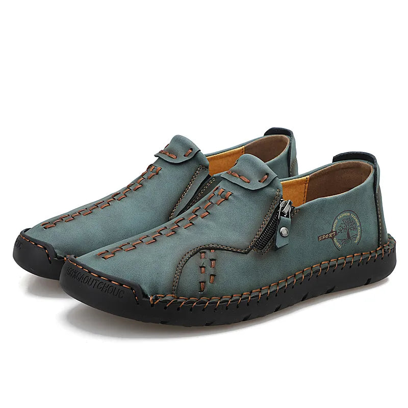 Herren Casual Kunstleder Slip-On Reißverschluss Schuhe