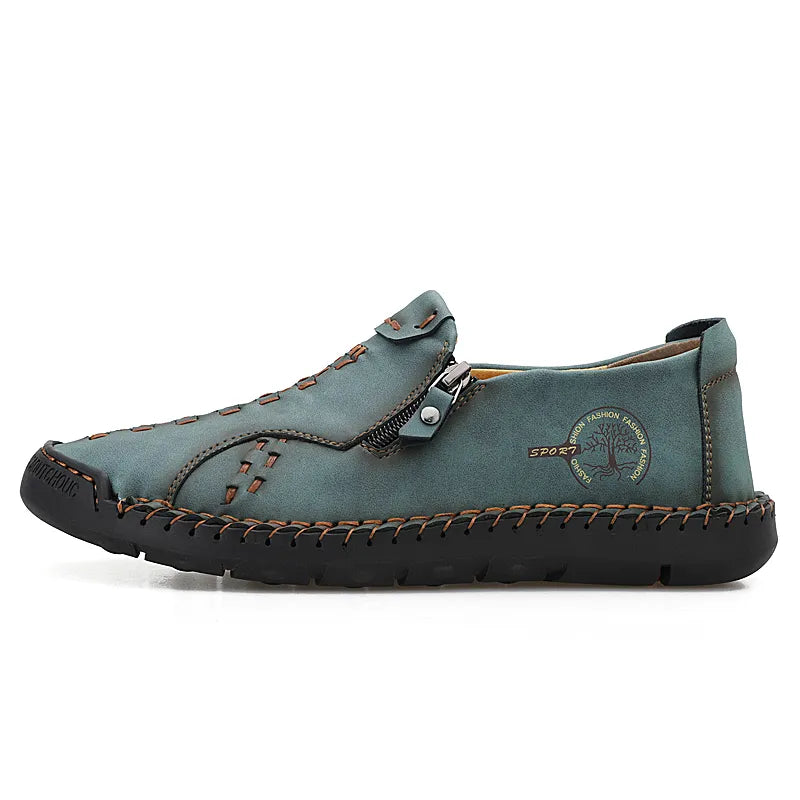 Herren Casual Kunstleder Slip-On Reißverschluss Schuhe