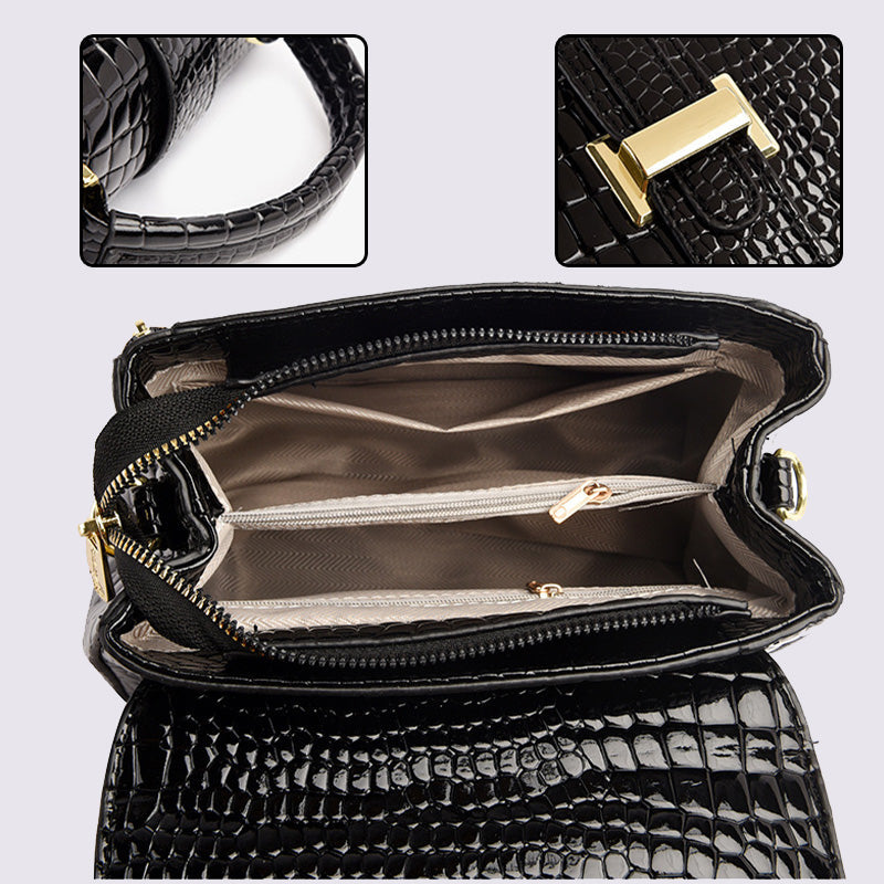 Elegante Damen-Umhängetasche aus PU-Leder mit Krokodilprägung