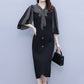 Elegant A-Line Dress with Bow Tie