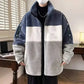 Neu Kontrast Farbe Plüsch Warme Jacke