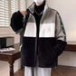 Neu Kontrast Farbe Plüsch Warme Jacke