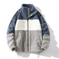 Neu Kontrast Farbe Plüsch Warme Jacke
