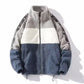 Neu Kontrast Farbe Plüsch Warme Jacke