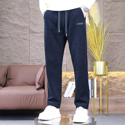 Herren Plüsch gefütterte Kordelzug Freizeithose👖