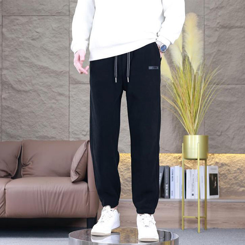 Herren Plüsch gefütterte Kordelzug Freizeithose👖