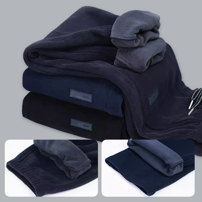 Herren Plüsch gefütterte Kordelzug Freizeithose👖