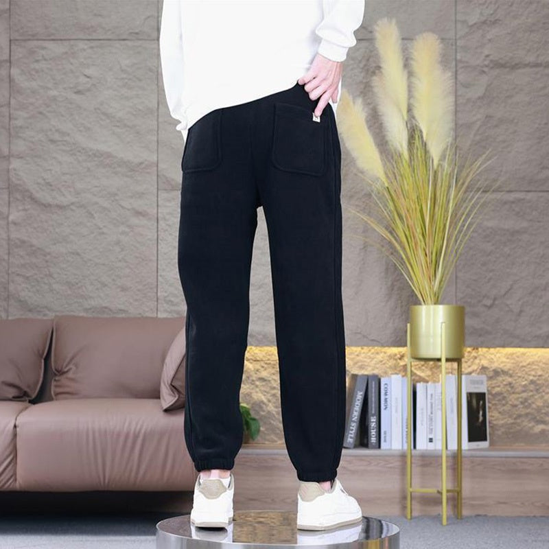 Herren Plüsch gefütterte Kordelzug Freizeithose👖