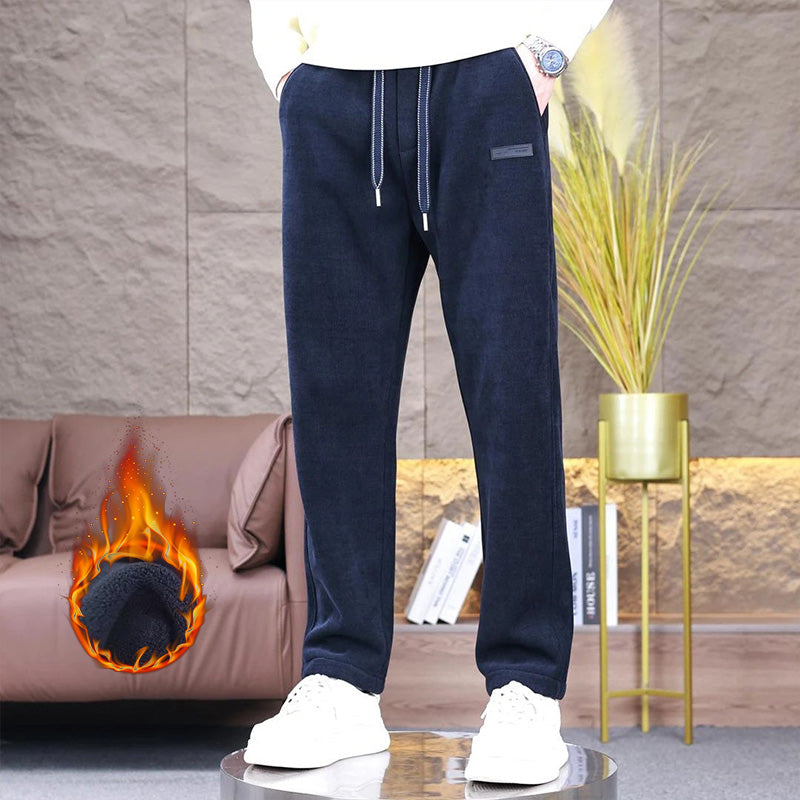 Herren Plüsch gefütterte Kordelzug Freizeithose👖