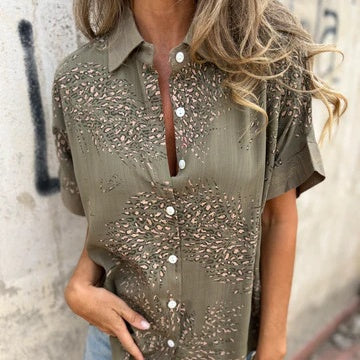 🌸NEUER SCHNÄPPCHEN🔥 Lässiges Button-Down-Shirt mit Print für Damen