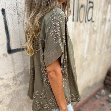 🌸NEUER SCHNÄPPCHEN🔥 Lässiges Button-Down-Shirt mit Print für Damen