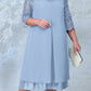 Damenkleid aus besticktem Chiffon mit Rundhalsausschnitt