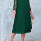 Damenkleid aus besticktem Chiffon mit Rundhalsausschnitt