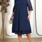 Damenkleid aus besticktem Chiffon mit Rundhalsausschnitt