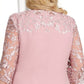 Damenkleid aus besticktem Chiffon mit Rundhalsausschnitt