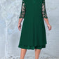 Damenkleid aus besticktem Chiffon mit Rundhalsausschnitt