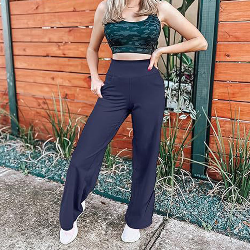 🔥🌹Bestseller👉Stretch-Yoga-Loungehose mit weitem Bein und Taschen für Damen💞💐