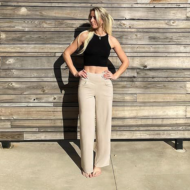 🔥🌹Bestseller👉Stretch-Yoga-Loungehose mit weitem Bein und Taschen für Damen💞💐