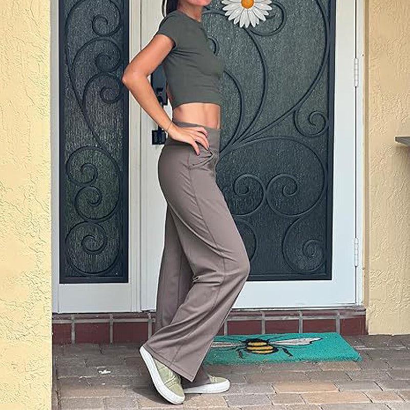 🔥🌹Bestseller👉Stretch-Yoga-Loungehose mit weitem Bein und Taschen für Damen💞💐