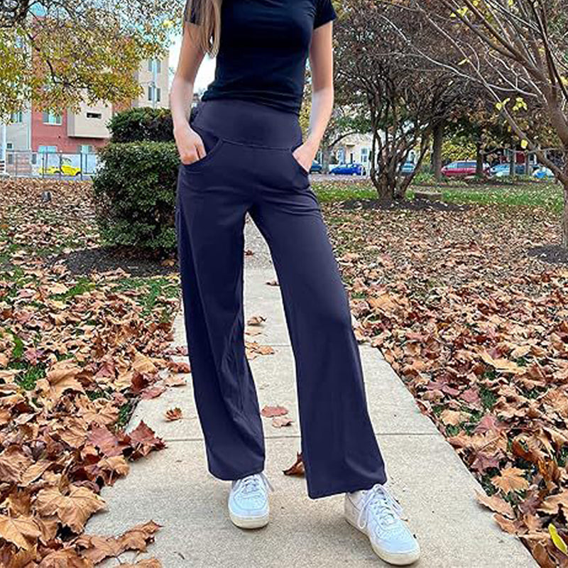 🔥🌹Bestseller👉Stretch-Yoga-Loungehose mit weitem Bein und Taschen für Damen💞💐