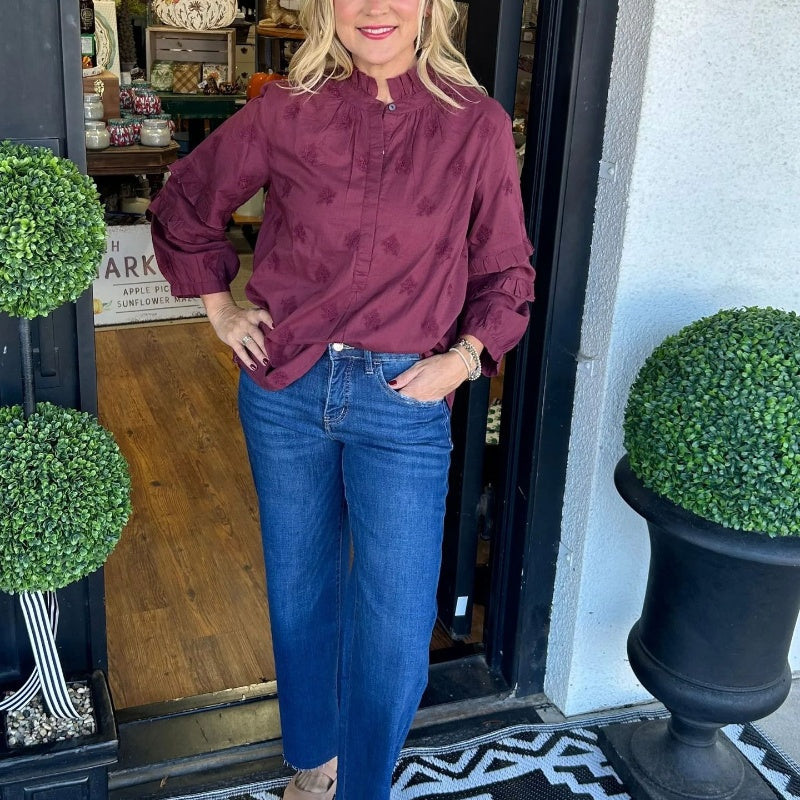 💖Begrenzter Verkauf 50 % RABATT💖Lockere Bluse mit Rollkragen und Rüschen für Damen