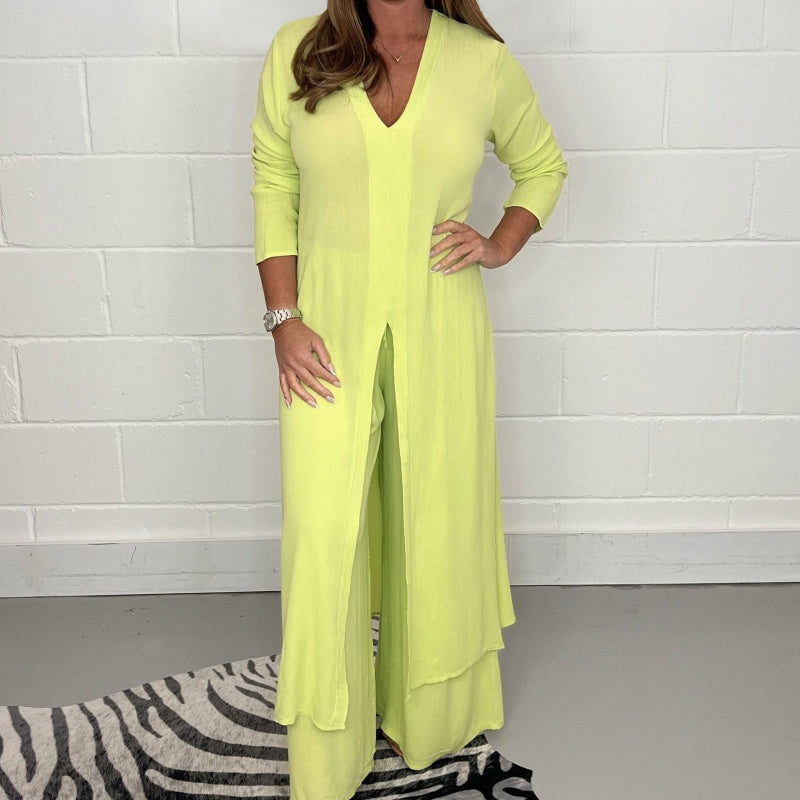 🌈HEISSER VERKAUF🌈 2-teiliges Set aus lockerem, langem Oberteil und Hose für Damen