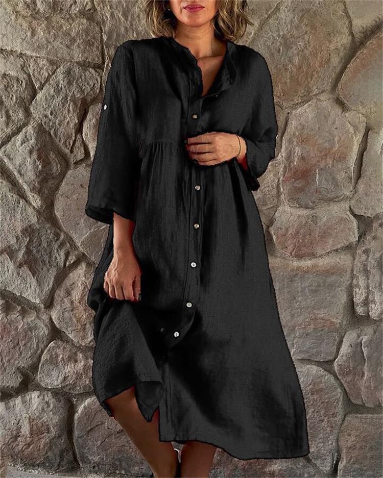 Lockeres Hemdkleid aus Baumwolle und Leinen