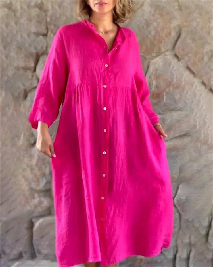 Lockeres Hemdkleid aus Baumwolle und Leinen