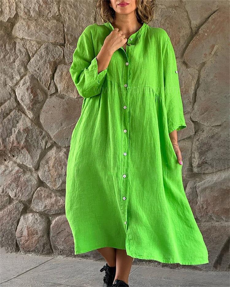 Lockeres Hemdkleid aus Baumwolle und Leinen
