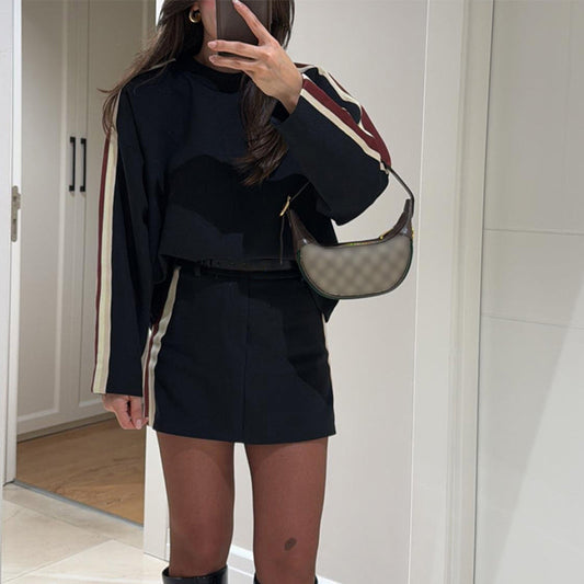 Trendy 2-teiliges Set aus Langarmtop und Minirock
