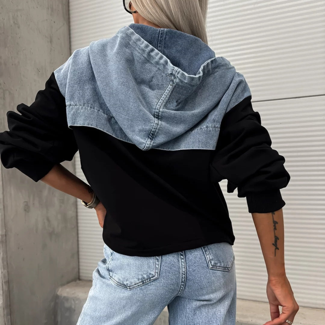 🔥HEISSER VERKAUF 50% - Damen-Jeansjacke mit Kapuze und Kordelzug