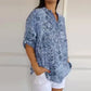 Damenbluse mit V-Ausschnitt und Blumendruck